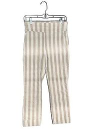 New York & Company White and Beige Striped Leggings Size Medium