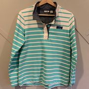 L.L Bean Womens Striped Green White Top Size Small