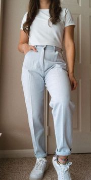 VINTAGE  MOM JEANS LIGHT WASH DENIM TAPERED LEG THICK