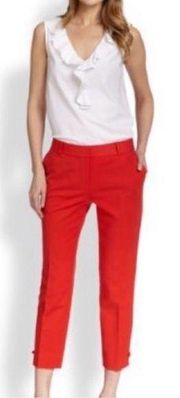 NWOT KATE SPADE Jackie Bow Lacquer Red Straight Leg Cropped Trouser Pants