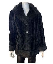 Olympia Limited Inc Black Faux Fur Coat Sz L