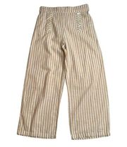 Derek Heart Juniors Size M Tan White Stripe Nautical Crop Pants Cotton Wide Leg