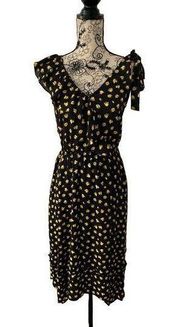 WHO WHAT WEAR Womens Black Yellow Floral Dress Sz S