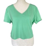 Wild Fable  women’s XXL mint green short sleeve v-neck crop top shirt NWT