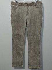 CHICOS PLATINUM Jeans Rhinestones Khaki Acid Wash Size 2 Women 12 Stretch Denim