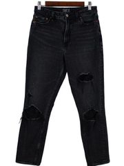 Abercrombie & Fitch Womens 8 Simone High Rise Slim Jeans Black Grunge Distressed