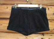 Bebe Black Pleated Mid Rise Corduroy Shorts