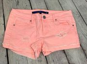 SAPPHIRE INK Jean Shorts Distressed Washed Coral- Juniors 7