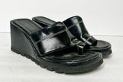 Y2K Fashion Bug Chunky Black Wedge Sandals Size 7.5 Women’s