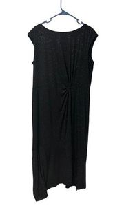 Danny & Nicole 18 Plus Size Black Sparkly Maxi Formal Dress Gown Front Slit