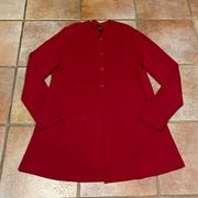 Eileen Fisher Silk blend red knit cardigan long blazer