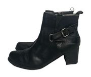 Adrienne Vitadini Harper Womens Black Leather Buckle Ankle Boots Booties Sz 8.5