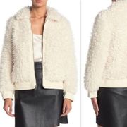 BCBGeneration Zip Front Faux Fur Jacket in Cream