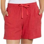 NEW NWT NAUTICA Linen Viscose Pull On Shorts Solid Bright Red 5" in Inseam XL