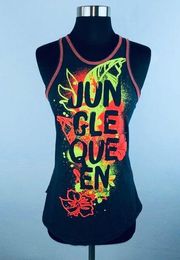 Zumba Black Colorful Jungle Queen Athletic Tank Top