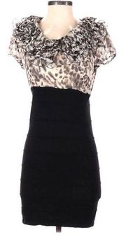 Vero Moda Dress Leopard Ruffle Bodycon Women NWT