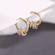 14K Gold Plated Three Rings Small Hoop Earrings for Women