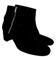 J. Crew Suede Side Zip Boots Ankle Heeled Round Toe Leather Black 10