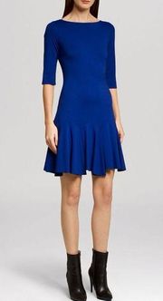 Halston Heritage Ponte Drop Waist Dress in Cobalt Blue