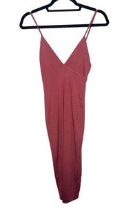 Dance&Marvel Womens V-Neck Spaghetti Strap Midi Dress, Rusty Rose M NWOT