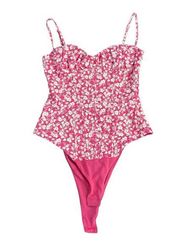 Zara, pink and white floral, cami bodysuit.