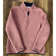 Orvis Quilted 1/4 Snap Heathered Red LS Pullover Sz Medium EUC