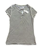 NEW Anthropologie Pure+Good Olive Green White Striped Tee Shirt Top Cotton Small