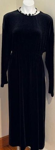 Jones New York Sport Black Velvet Maxi Long Sleeves Heavy & Thick Material Sz 10