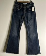 Stetson NWT Classic Bootcut No 816 Denim Blue Jeans Rhinestone Pockets Women 2S