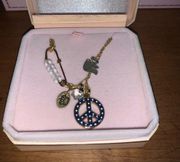 Retro Juicy Couture Pam & Gela Gold Safety Pin Dove Peace Sign Necklace