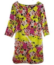 Daisy Fuentes Neon  Floral Sheath Dress Women’s Size Medium