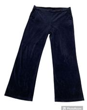 Lauren  Womens L Navy Blue Velvet Velour Straight Leg Pants Stretch