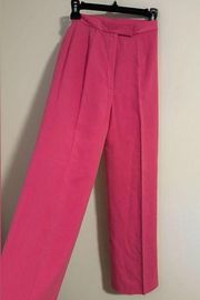 RALPH Lauren silk pleated wide leg dress pants trousers pink fuchsia Barbie