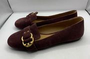 Women's 6 Tory Burch Marden Suede Flats Malbec Purple