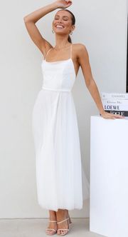 Signal My Way Tulle Midi Dress White