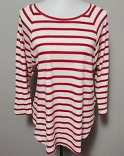 Karen Kane Red Cream Striped Dolman Top Size Small