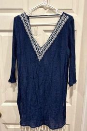 Kona Sol Navy Tasel VNeck Swim Cover Up Size Large