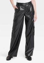 A New Day Faux Leather Cargo Black Pants Size 8