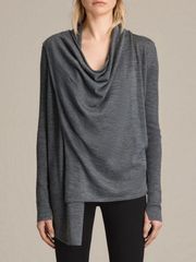 💕ALLSAINTS💕 Drina Ribbed Merino Wool Cardigan ~ Charcoal Grey Marl Medium NWT