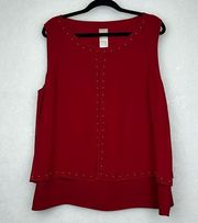 Red - Double-Layer Embellished Tank Sz 3