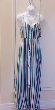 New Le Lis striped button down dress Large