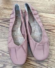 Korks Palmer Ruched Satin Ballet Toe Flats Slip On Square Toe Coral Size 9M