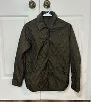 Barbour Womens Flyweight Langdale Quilt Jacket Coat Olive Green Size 4