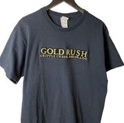 Vintage Y2K Gold Rush T Shirt Gray Large L Raised Print Graphic Tee 100% Cotton