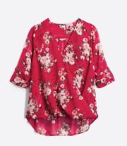 Beautiful Kut From Kloth Red Floral Blouse Size Large