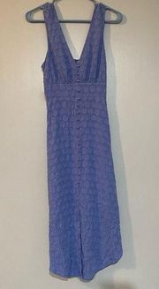 Anthropologie Current Air Periwinkle Colored Textured Florals Midi Dress Size XS