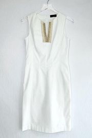 Piazza Sempione Shift Textured White Cotton Dress Size 6