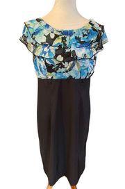 AB Studio Multi-Color Floral Design Dress Size 12-EUC