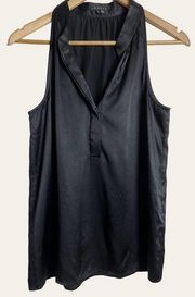 Theory Black Sleeveless Silk Button Top Size S