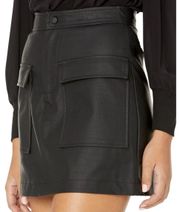 NEW  Size 6 Black Faux Leather Mini Skirt w/ Snakeskin Imprint and Two Front Pockets